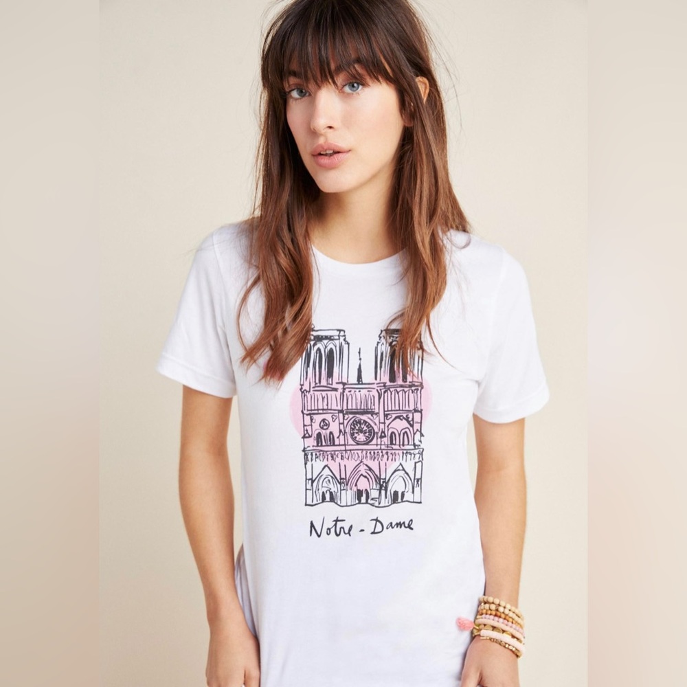 ANTHROPOLOGIE limited edition exclusive Notre Dame Tshirt Small For Paris Lovers